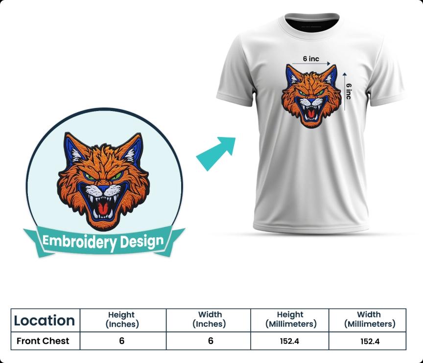 Front Chest Embroidery Size Guide Front Chest Embroidery Size Guide
