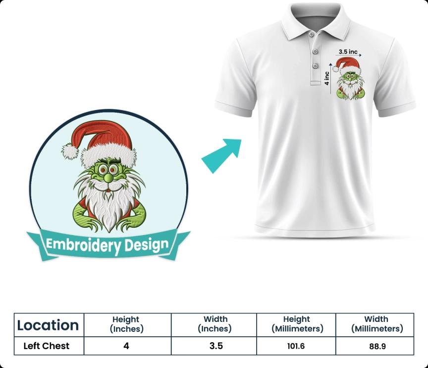 Left Chest Embroidery Size Guide Left Chest Embroidery Size Guide